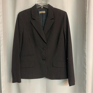 Vintage i.e. women’s business suit (blazer & skirt) sz 10 black/brown pinstripe